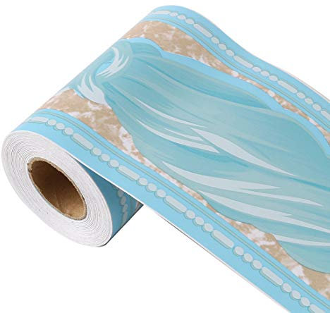 Wandpapier-Bordüre, selbstklebende Wandverkleidung, PVC-Bodenränder, für Küche, Badezimmer, Schlafzimmer, Wanddekoration, Papier, 10 cm x 10 m (blau)