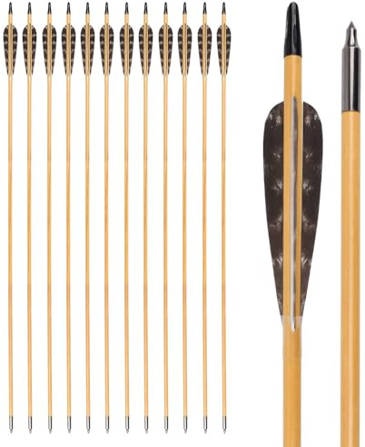 TY Archery 30 32 Inch Wooden Arrows Hunting 4 Inch Turkey Feathers Fletching Practice Target Arrow for Traditional Recurve Bow Horsebow Longbow