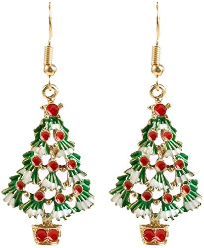 Feelfly Weihnachts-Ohrringe mit Glöckchen, 1 Paar Weihnachtsohrringe, süße Weihnachts-Ohrringe, baumelnde Ohrringe, Kronleuchter-Ohrringe, Ohrhänger, Party-Kostüm, Schmuck, Dekoration
