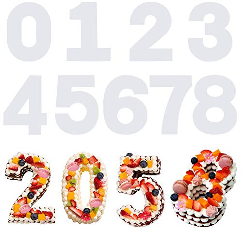 SAVITA 9 Piezas 31 cm 0-8 Plantillas para Tartas con Números, Plantillas de Plástico, Plantillas para Cortar Tartas con Números, para Navidad, Bodas, Cumpleaños, Aniversarios, Galletas