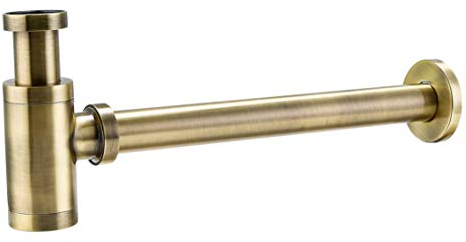 wohnfreuden Sifone rotondo ottone opaco ottone 1 1/4 ' scarico accessori per lavandino in pietra bagno WC giardino cucina pietra naturale