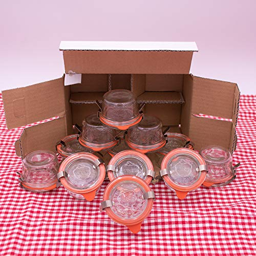 flaschenbauer.de Weck Lot de 12 petits bocaux en verre de 50 ml, utilisables comme mini pot à œufs, à confiture, à provisions, ou de conserve