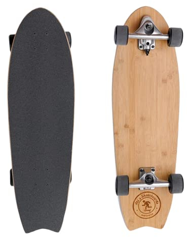 Abi's Fishtail Surfskate 78,7 x 24,1 cm komplettes Surfskate für Erwachsene Verstellbare Trucks Anfänger freundlich 7-lagiges kreuzlaminiertes Epoxidharz kanadisches Ahorn