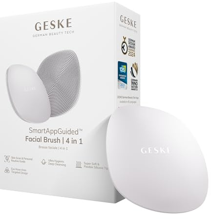 GESKE | Spazzola per il viso SmartAppGuided™ 4 in 1 | Spazzola per la pulizia del viso | Spazzola morbida in silicone | Pulizia del viso professionale | Pulizia della pelle