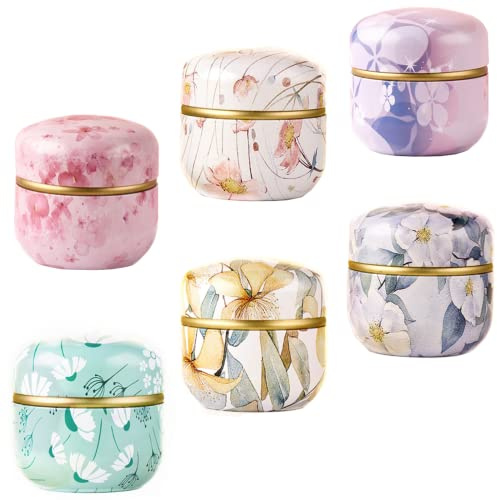 HAN SHENG 6 Pcs Airtight Tea Storage Tins 10 OZ, Food Storage Containers for Coffee Beans, Spices, Sugar