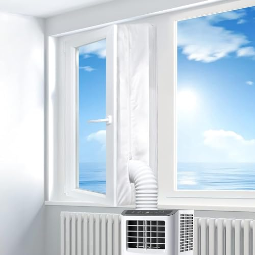 Flow fire Universal Air Con Window Seal, AC Conditioner Window Seal kit, AC Unit Sealing 400cm Outward Opening for Portable Air Conditioner