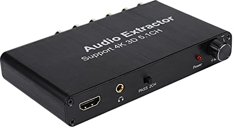 Extractor Audio 4K 3D HDMI 5.1, Extractor de Audio 4K HDMI, Salida HDMI, SW, CEN, SR, SL, FR, FL, Puerto para Auriculares 3,5 Mm, HDTV, Blu Ray DVD para PS3, para Xbox 360, Etc.(European Standard)