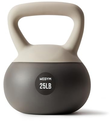 WeGym Soft Kettlebell with Cushioned Impact Resistant Base, Anti Slip Wide Grip Handle for Home Workouts, Weightlifting, Full Body Training (25LB Sandstone)