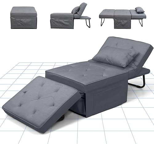 FLEXISPOT Poltrona Relax Poltrona Letto Pieghevole Sedia a Sdraio con Funzione Letto Trasformabile Estraibile Portata Fino a 300 kg