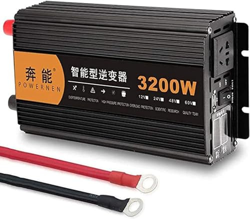 Inverter da Auto 3200W 4000W 5000W 6000W 8000W 9000W 12000W 15000W Inverter Potenza Invertitore di Corrente Auto 12V 24V 48V a 220V 230V Convertitore Trasformatore per Auto Camper (Color : 3200W, Si