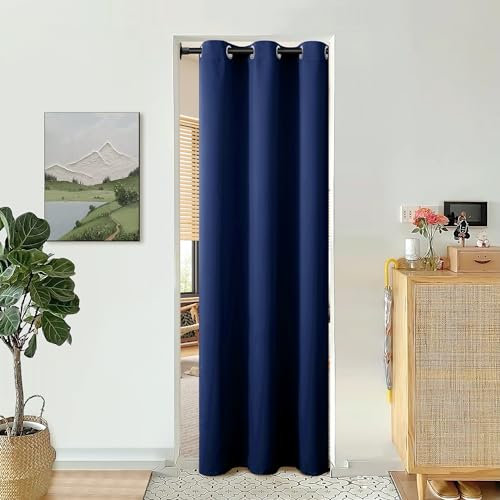 BGment Navy Door Curtain 78 Inch Length for Doorway, Bedroom Closet Curtain, Privacy Thermal Insulated Blackout Grommet Room Divider for Room Separation, 1 Panel, 40 Inch Wide
