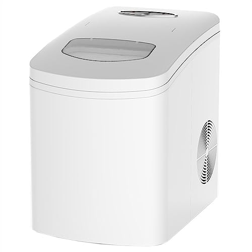 TEmkin Máquina de Hielo para encimera, Hielo Transparente Tipo Bala, 9 Piezas en 7 Minutos, 26 Libras/día, máquina de Hielo portátil para Fiesta en casa, Color Blanco