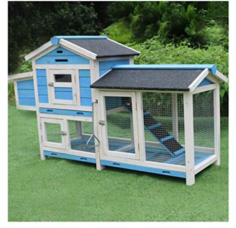 WYRMB Hühnerställe für den Außenbereich, aus Holz, zweilagig, wasserdicht, Kaninchenkäfig, Garten, Hühnerfarm, Heimtierbedarf, Geflügelpflege (blau, 120 x 43 x 86,5 cm)