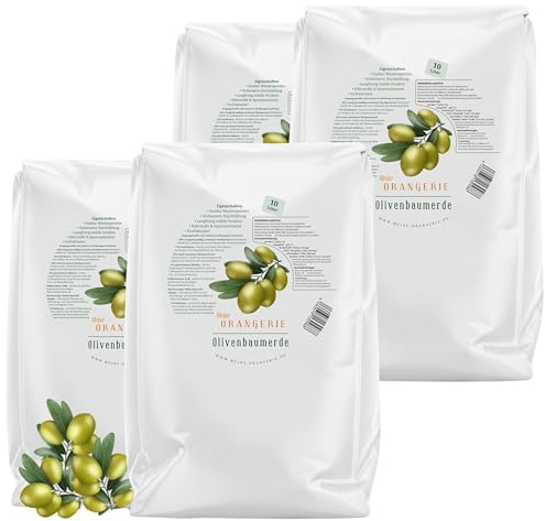Meine Orangerie Olivenbaum Erde 40 L - Spezial Erde für Olivenbaum - mit Olivenbaumdünger - Blumenerde für Olivenbaum - Spezialsubstrat für mediterrane Kübelpflanzen und Gehölze (4 Sack)