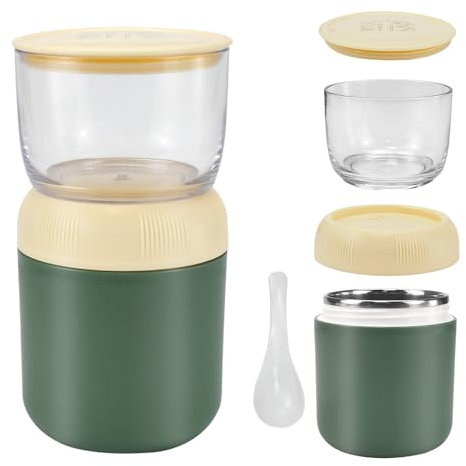 HEKOBAG 2 in1 Cereal Mug, Breakfast Cereal Cup 700ml Milk Cereal Cereal Cereal Cup Thermal Cereal Cup to Go with Lid with Spoon for Porridge, Fruit, Yogurt