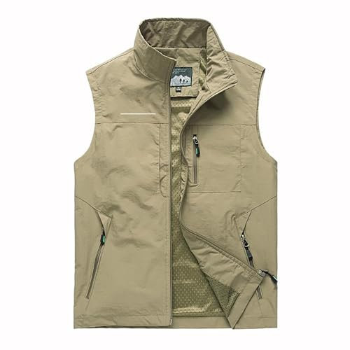 Herren Westen Herren Jacke ärmellose Weste Sommer Outdoor Weste Angelweste Leichte Ärmellose Weste mit Reißverschlusstaschen Lässig Funktionsweste Wandern Jacke Camping Fotografie Weste