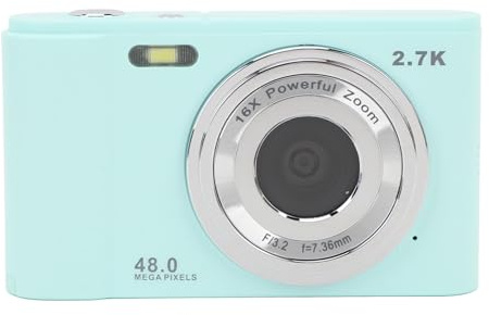 Digitalkamera, Tragbare 48 MP HD Kompaktkamera mit 2,88 Zoll Bildschirm, 16-fachem Digitalzoom, LED Fülllicht, Integriertem Mikrofon, Kleine Kamera für Unterwegs (hellgrün)