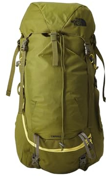 The North Face Teen Terra 50 | Unisex Hiking Backpack, Breathable Back Panel & Shoulder Straps, Bottom Webbing, Bladder Sleeve, Forest Olive/New Taupe Green-NPF, One Size