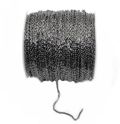 SMTCM Catena a maglie nere da 10 m, al metro, 2 bobine di metallo da 3 mm, per fai da te e orecchini, bracciale