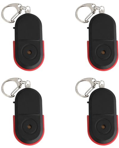 KEALLANS 4X Mini Buscador Llaves de Silbato Anti-Perdida Localizador de Llaves de Etiqueta Inteligente de Alarma InaláMbrica Rastreador de de Luz LED con Sonido de Silbido