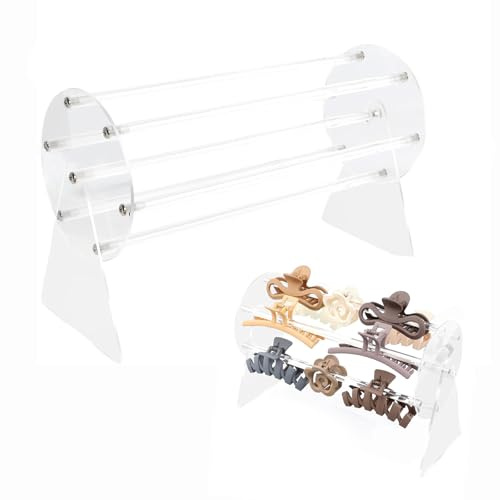 Generisch Transparenter Haarreif-Organizer,360°Drehbar Haarspangenhalter Klares Acryl Klauenclip Ausstellungsständer Haarspangen-Organizer, für Stirnbänder, Haarspangen, Krallenclips