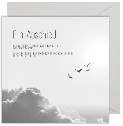 WBdesignz XXL Trauer Karte mit Umschlag - einfühlsame Trauerkarte Wolken - aufrichtige Kondolenzkarte, Beileidskarte - Beileid Beerdigung Anteilnahme (XXL 21 x 21 cm)