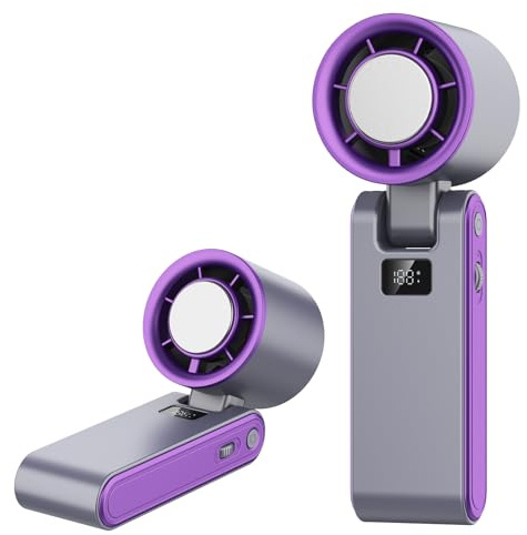 Funio Portable Fan, Handheld Semiconductor Fan with 100 Adjustable Speeds & LED Display - 3000mAh Battery, Fast Type-C Charging, 180°Rotatable Air Vents, Instant Cooling in Summer (Grey)