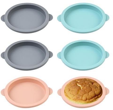 YZROHYI 6 Pezzi Stampo Torta Silicone Rotondo 12 CM,Stampo Pancake Friggitrice Ad Aria,Tortiera in Silicone da Forno,Cake Mold,Tortiera Per Tiramis,Stampi Rotondi per Dolci,Teglia Muffin