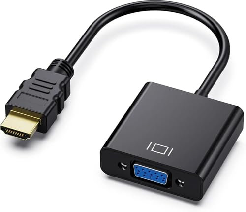 NuKit HDMI to VGA, Gold-Plated Adapter (Male to Female) for Computer, Desktop, Laptop, PC, Monitor, Projector, HDTV, Chromebook, Raspberry Pi, Roku, Xbox and more1080p (BLACK)
