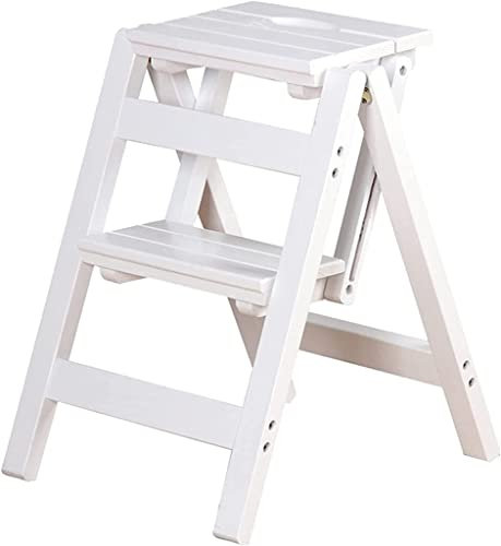 Faltbarer 2-stufiger Holzhocker, tragbare Leiter, kleine Fußstütze, Tritthocker, Schuhregal/Blumenständer, multifunktionale Holzleiter (Farbe: C)