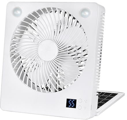 Genérico Ventilador Solar - Refrescante Para Camping Con Energía Solar | Ventilador Silencioso Plegable Con Batería Y Luces LED Para Casa, Camping, Viajes Y Apagones