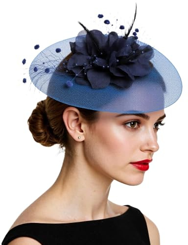 XGOPTS Fascinator Hut Blume mit Einzelnem Pfeil Feder Fascinators Hut Stirnband und Eine Gegabelte Clip Braut Kopfbedeckung Haarschmuck Hochzeit Cocktail Tea Party Kopfbedeckung