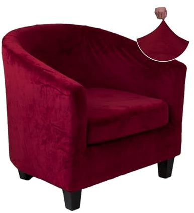 BUAOGDVG Bezug for Cocktail-, Chesterfield- oder Tullsta-Sessel, universell, waschbar, rutschfest, dehnbar, for Wohnzimmer oder Theke, aus Samt(Velours#boedeaux,2 Pièces)