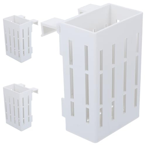 DIYEAH Lot De 3 Jardinières Suspendues pour Aquarium Support De Plante D'aquarium en Plastique Blanc avec Trous pour Plantes Aquatiques Aquariophilie Décor Poisson