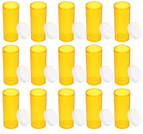 SHERCHPRY 24 Piezas Frascos Plásticos Transparentes para Medicinas con Tapa Segura Prueba de Organizador de Pastillas Portátil Resistente y Hermético para Viaje y Protección contra Humedad