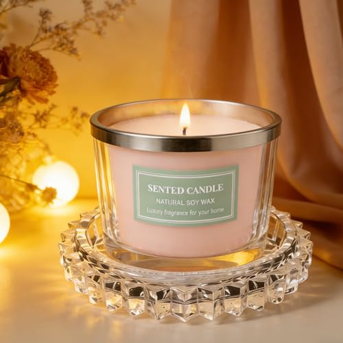 Bubble Candle Dish – Chic Glass Candle Holder Tray for Home Decor & Anthropologie Bar Decor – Large Candle Plate for Tea Light Votive Diffuser – 5.7 x 5.7 x 1.38 in (Clear)