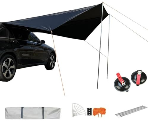 Toldo para Portón Trasero del Coche,2.7x3.4 m Sombra Impermeable con Protección UV | Resistente al Viento Protección Solar para Puerta Trasera del Coche | para Automóviles Caravanas SUV Camionetas y