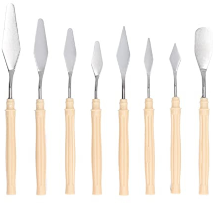 ANKROYU Professional Palette Knife Set 8Pcs Stainless Steel Painting with Ergonomic Handles for Artists Cake Decorators and DIY Crafters Multipurpose Art Tools Kit