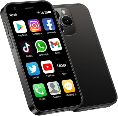 Longben Unlocked Mini Smartphone, 4G Android 10.0, 3.0 Inch Display, Dual SIM, 2MP + 5MP HD Camera, 2000mAh Long-Lasting Battery, Bluetooth/WiFi/facial recognition Phone(Black 3GB+64GB)