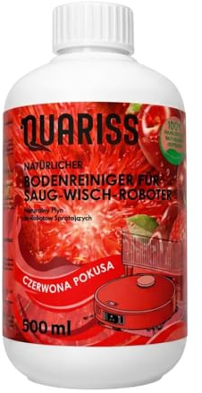 QUARISS Natürliches Wischroboter Bodenreiniger Konzentrat für Saug-Wisch-Roboter Für Fliesen, Laminat, Parkett, PVC & Naturstein, Streifenfrei & Schaumarme Formel, Kirsch-Erdbeer Duft 500 ml