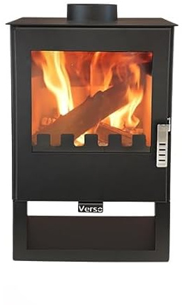 Träugn VERSO 3–5 kW kamin fristående med visningsfönster, EEK A+, BImSchV nivå 2, EcoDesign 2022, modern träöppen spis ugn