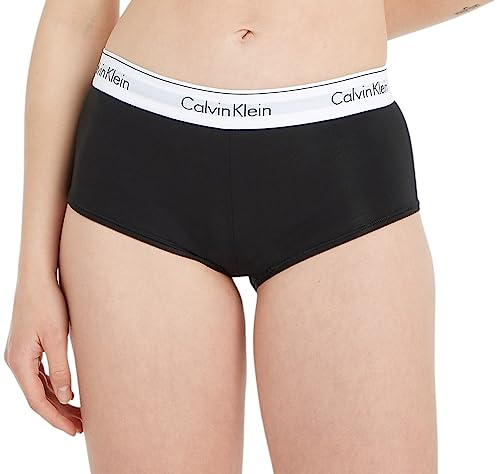 Calvin Klein Women's Modern Cotton - Short Boy Short, Black - Schwarz (BLACK 001), 12 UK (Manufacturer Size: L)