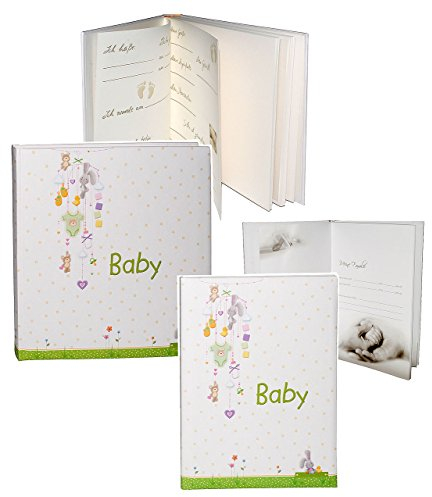alles-meine.de GmbH 2 TLG. Set: XL Fotoalbum + Babytagebuch - Baby - Tiere - Gebunden zum Einkleben - blanko - groß für bis zu 312 Bilder - Fotobuch/Photoalbum/Babyalbum/Al..