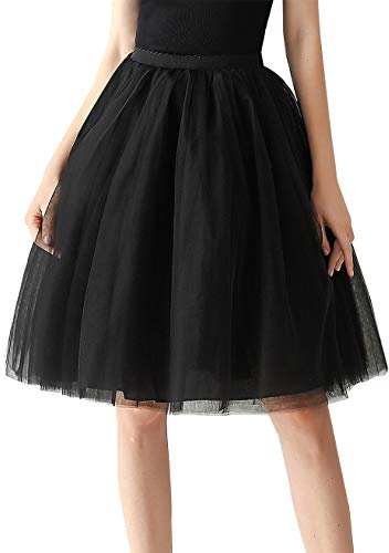 Aivtalk A Vita Alta A-Line Gonna di Tulle Sottoveste 50er Mini Costumi Danza Balletti Corto Retro Tutu One Size - Nero