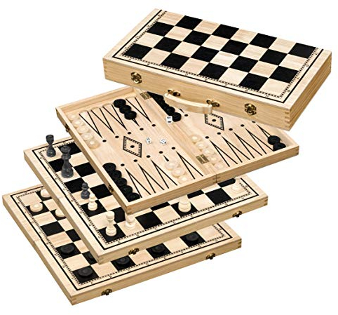Philos 2519 Schach-Backgammon-Dame-Set, Feld 50 mm