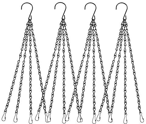 EMPHY Sowist 4Pack - 24 Inch 4 Leads Hanging Chain with Hooks Flower Pot Chain Replacement Plant Hangers for Bird Feeders, Planters and Lanterns (Black)