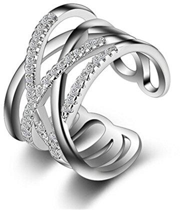 Boowhol Ring female 925 hipster line with diamond tail ring Simple middle finger silver index finger ring
