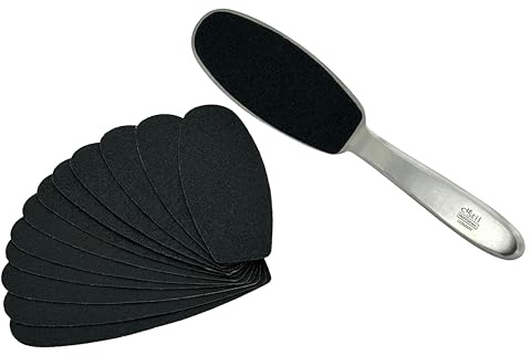Lima profesional de acero inoxidable para quitar durezas con 5 hojas autoadhesivas de repuesto para el cuidado de los pies; cosméticos, también en casa
