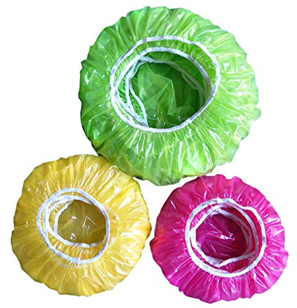 90 Stück Topfhauben aus Kunststoff Schüsseln Tassen Abdeckhauben Lebensmittel Abdeckung Staubschutzhülle aus Kunststoff Einweg Wasserdichte Duschhaube Frische-Schutz-Paket für Gemüse Frischeschutz