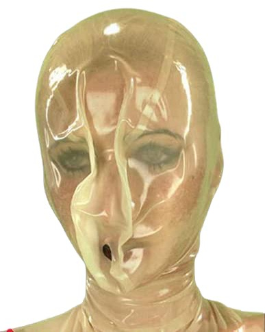 FIFADE Latex-Kapuze mit Atemloch, Hobby, transparent, Halloween, cool, personalisierbar, 0,4 mm, Transparent, L